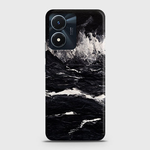 Vivo Y02s Cover - Black Ocean Marble Trendy Printed Hard Case with Life Time Colors Guarantee