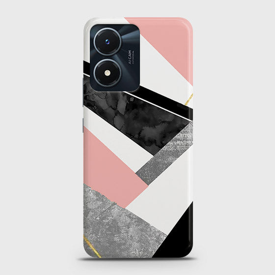 Vivo Y02s Cover - Geometric Luxe Marble Trendy Printed Hard Case with Life Time Colors Guarantee