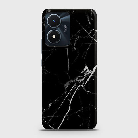 Vivo Y02s Cover - Black Modern Classic Marble Printed Hard Case with Life Time Colors Guarantee