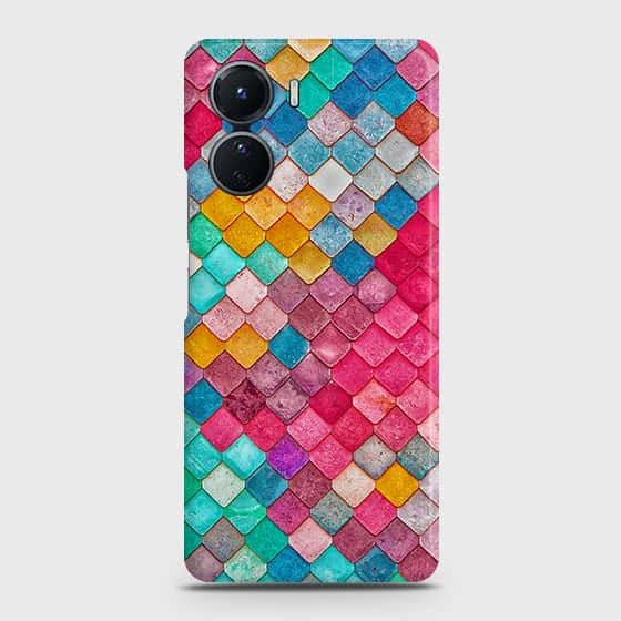 Vivo Y16 Cover - Chic Colorful Mermaid Printed Hard Case with Life Time Colors Guarantee