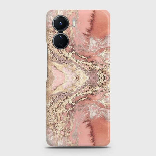 Vivo Y16 Cover - Trendy Chic Rose Gold Marble Printed Hard Case with Life Time Colors Guarantee