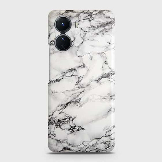 Vivo Y16 Cover - Trendy White Floor Marble Printed Hard Case with Life Time Colors Guarantee