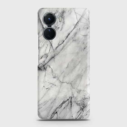 Vivo Y16 Cover - Trendy White Marble Printed Hard Case with Life Time Colors Guarantee