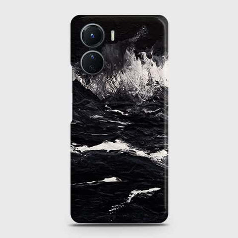 Vivo Y16 Cover - Black Ocean Marble Trendy Printed Hard Case with Life Time Colors Guarantee