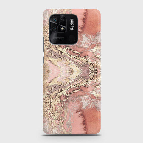 Xiaomi Redmi 10C Cover - Trendy Chic Rose Gold Marble Printed Hard Case with Life Time Colors Guarantee