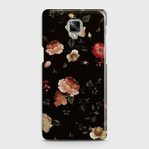 OnePlus 3 Cover - Matte Finish - Dark Rose Vintage Flowers Printed Hard Case with Life Time Colors Guarantee