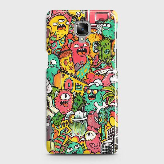 OnePlus 3 Cover - Matte Finish - Candy Colors Trendy Sticker Collage Printed Hard Case with Life Time Colors Guarantee