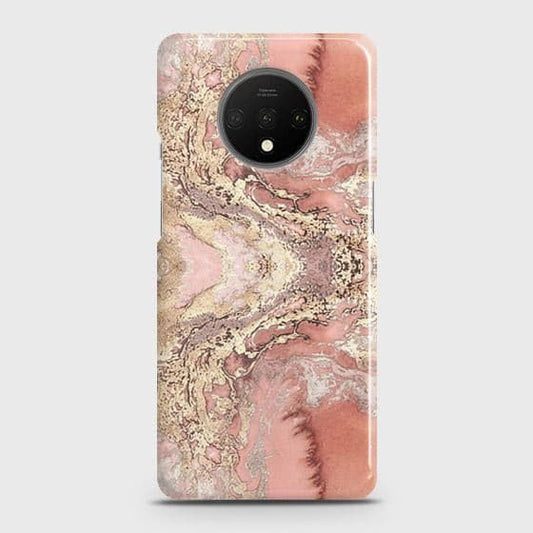 OnePlus 7T Cover - Trendy Chic Rose Gold Marble Printed Hard Case with Life Time Colors Guarantee (Fast Delivery)