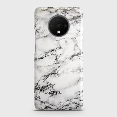 OnePlus 7T Cover - Matte Finish - Trendy Mysterious White Marble Printed Hard Case with Life Time Colors Guarantee b50