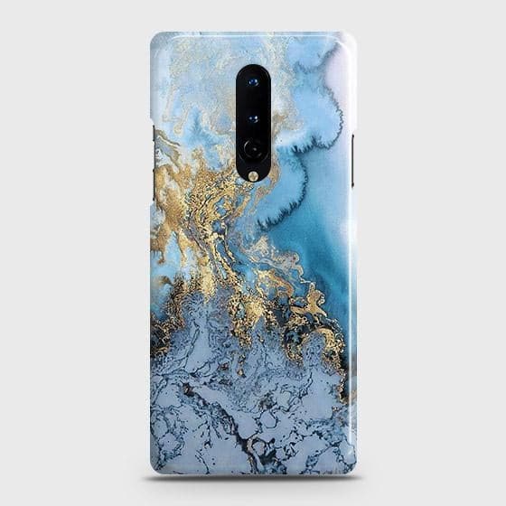 OnePlus 8 4G Cover - Trendy Golden & Blue Ocean Marble Printed Hard Case with Life Time Colors Guarantee ( Fast Delivery )