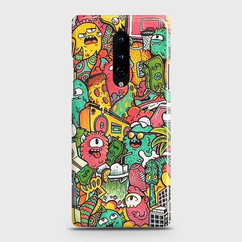 OnePlus 8 4G Cover - Matte Finish - Candy Colors Trendy Sticker Collage Printed Hard Case with Life Time Colors Guarantee ( Fast Delivery )