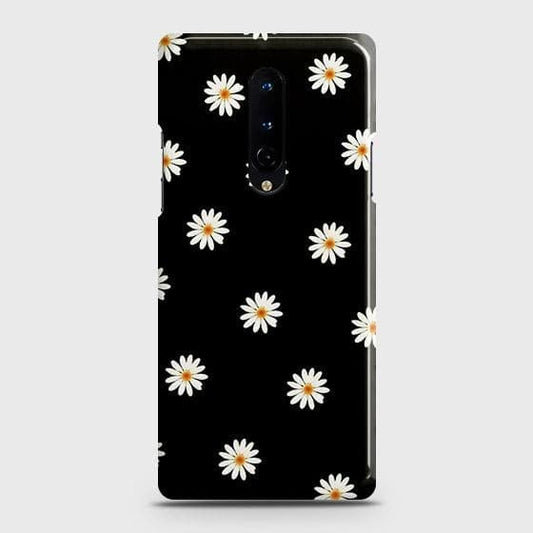 OnePlus 8 4G Cover - Matte Finish - White Bloom Flowers with Black Background Printed Hard Case with Life Time Colors Guarantee