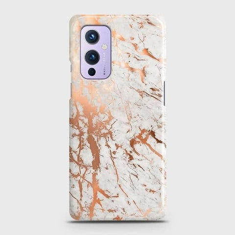 OnePlus 9 Cover - In Chic Rose Gold Chrome Style Printed Hard Case with Life Time Colors Guarantee