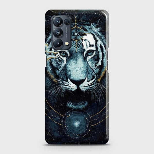 Oppo Reno 5 4G Cover - Vintage Galaxy Tiger Printed Hard Case with Life Time Colors Guarantee