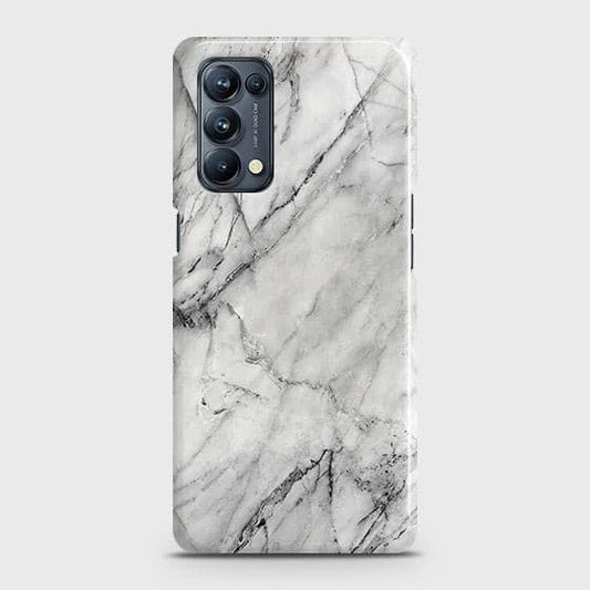 Oppo Reno 5 4G Cover - Matte Finish - Trendy White Marble Printed Hard Case with Life Time Colors Guarantee