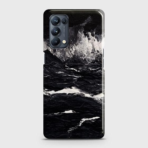 Oppo Reno 5 4G Cover - Black Ocean Marble Trendy Printed Hard Case with Life Time Colors Guarantee