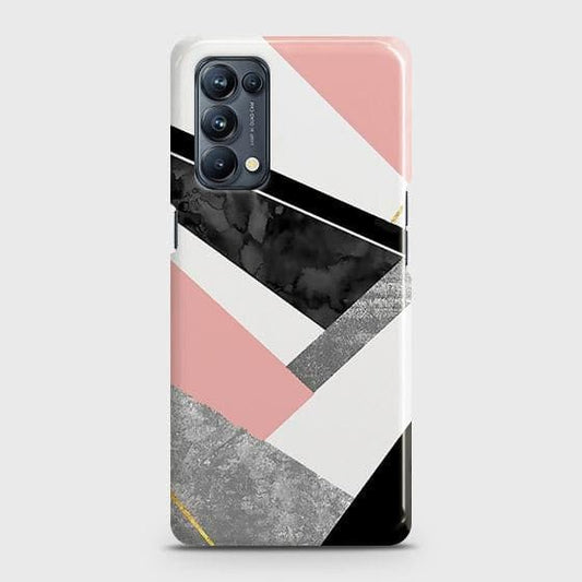 Oppo Reno 5 4G Cover - Matte Finish - Geometric Luxe Marble Trendy Printed Hard Case with Life Time Colors Guarantee