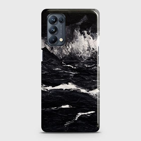 Oppo Reno 5 5G Cover - Black Ocean Marble Trendy Printed Hard Case with Life Time Colors Guarantee