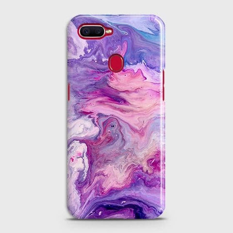 Oppo A11k Cover - Chic Blue Liquid Marble Printed Hard Case with Life Time Colors Guarantee