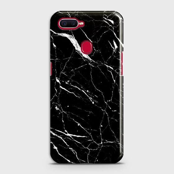 Oppo A12 Cover - Trendy Black Marble Printed Hard Case with Life Time Colors Guarantee