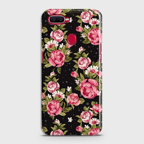 Oppo A12 Cover - Trendy Pink Rose Vintage Flowers Printed Hard Case with Life Time Colors Guarantee