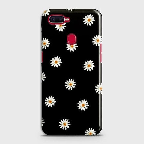 Oppo A12 Cover - Matte Finish - White Bloom Flowers with Black Background Printed Hard Case with Life Time Colors Guarantee