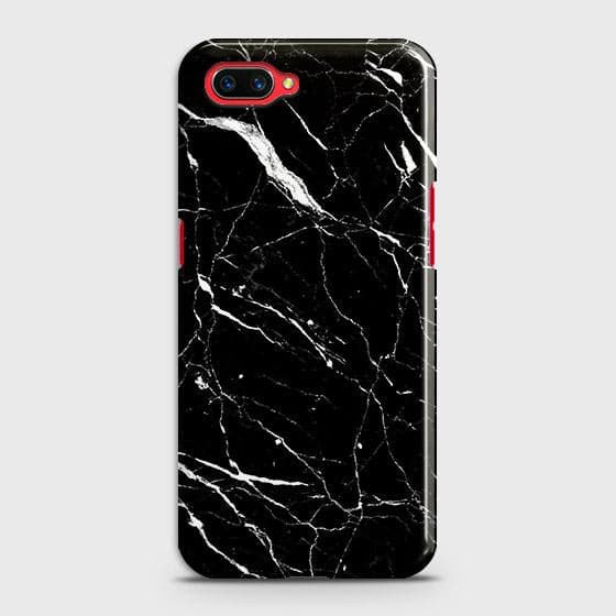 Oppo A12e Cover - Trendy Black Marble Printed Hard Case with Life Time Colors Guarantee