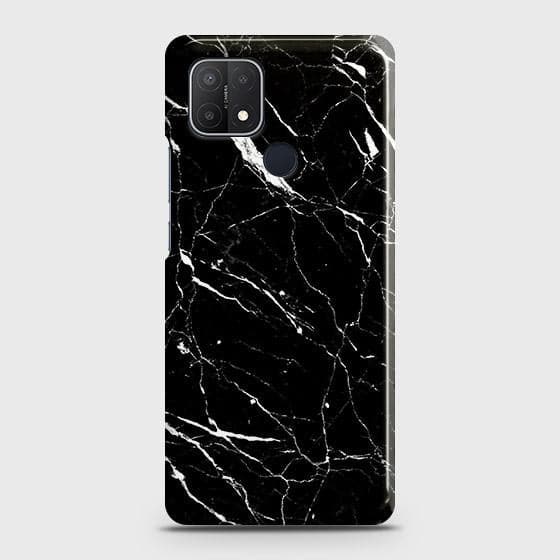 Oppo A15 Cover - Trendy Black Marble Printed Hard Case with Life Time Colors Guarantee