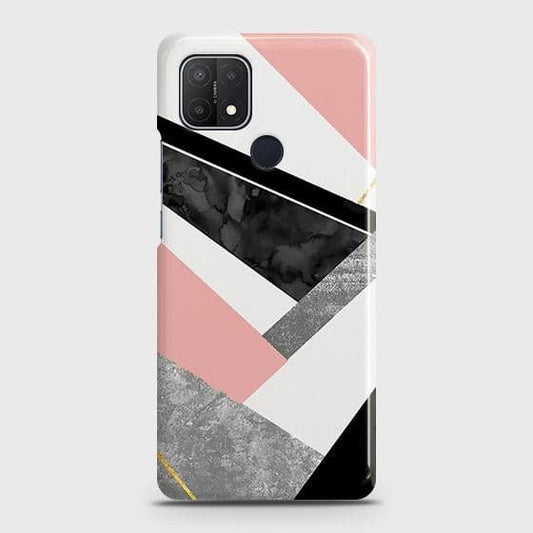 Oppo A15 Cover - Matte Finish - Geometric Luxe Marble Trendy Printed Hard Case with Life Time Colors Guarantee ( Fast Delivery )