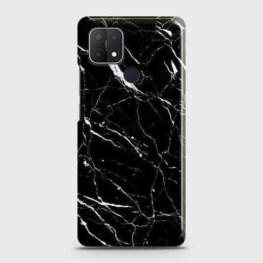 Oppo A15s Cover - Trendy Black Marble Printed Hard Case with Life Time Colors Guarantee