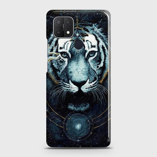 Oppo A15s Cover - Vintage Galaxy Tiger Printed Hard Case with Life Time Colors Guarantee