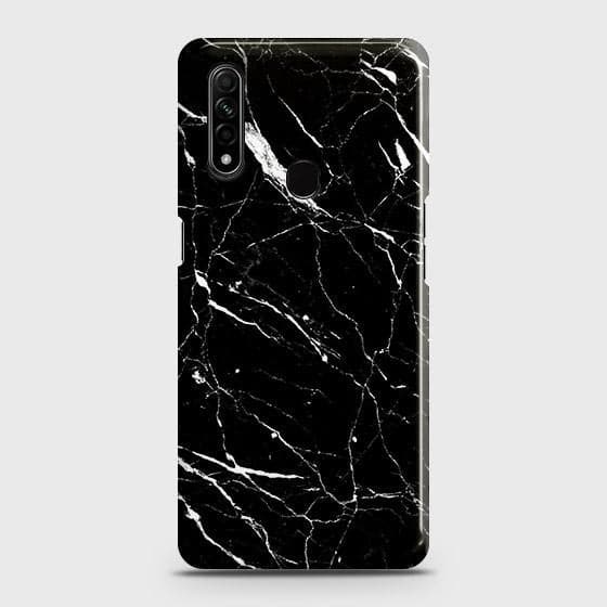 Oppo A31 Cover - Trendy Black Marble Printed Hard Case with Life Time Colors Guarantee