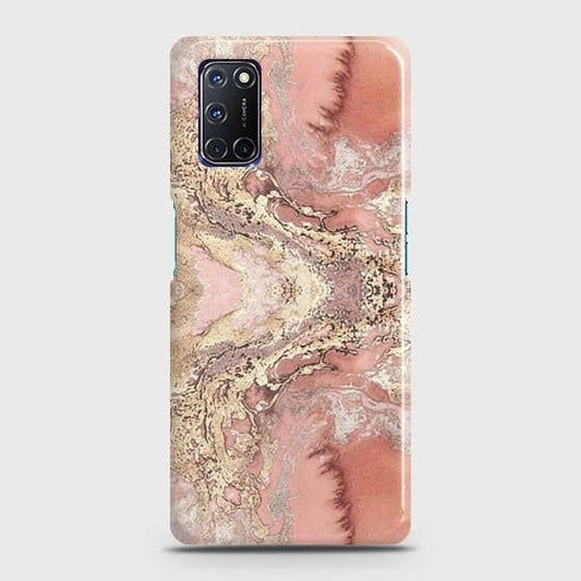 Oppo A52 Cover - Trendy Chic Rose Gold Marble Printed Hard Case with Life Time Colors Guarantee