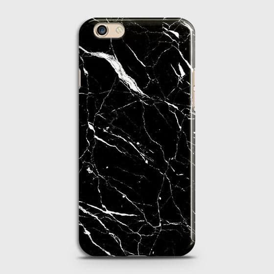 Oppo A59 Cover - Trendy Black Marble Printed Hard Case with Life Time Colors Guarantee