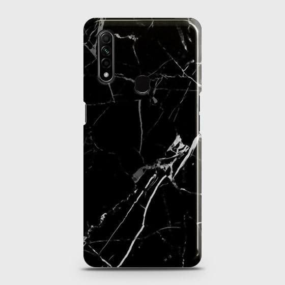 Oppo A8 Cover - Black Modern Classic Marble Printed Hard Case with Life Time Colors Guarantee