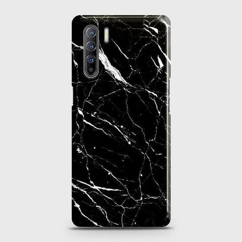 Oppo A91 Cover - Trendy Black Marble Printed Hard Case with Life Time Colors Guarantee