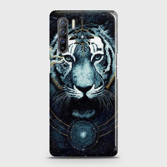 Oppo A91 Cover - Vintage Galaxy Tiger Printed Hard Case with Life Time Colors Guarantee