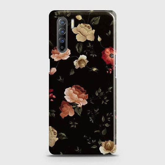 Oppo A91 Cover - Matte Finish - Dark Rose Vintage Flowers Printed Hard Case with Life Time Colors Guarantee