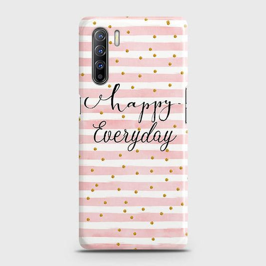 Oppo A91 Cover - Trendy Happy Everyday Printed Hard Case with Life Time Colors Guarantee