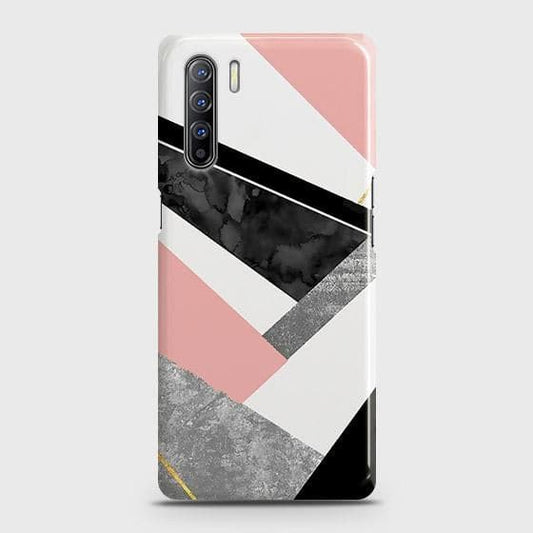 Oppo A91 Cover - Matte Finish - Geometric Luxe Marble Trendy Printed Hard Case with Life Time Colors Guarantee