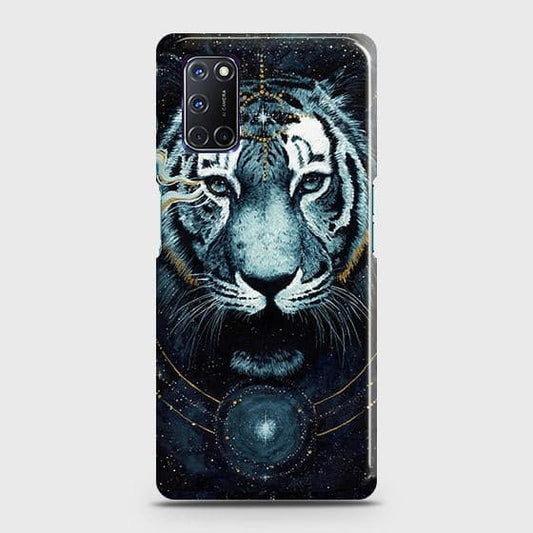 Oppo A92 Cover - Vintage Galaxy Tiger Printed Hard Case with Life Time Colors Guarantee