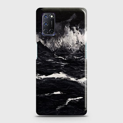 Oppo A92 Cover - Black Ocean Marble Trendy Printed Hard Case with Life Time Colors Guarantee