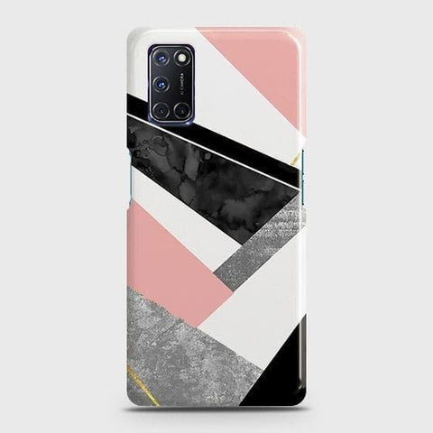 Oppo A92 Cover - Matte Finish - Geometric Luxe Marble Trendy Printed Hard Case with Life Time Colors Guarantee