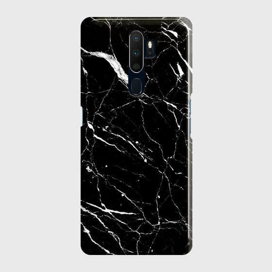 Oppo A9 2020 Cover - Trendy Black Marble Printed Hard Case with Life Time Colors Guarantee