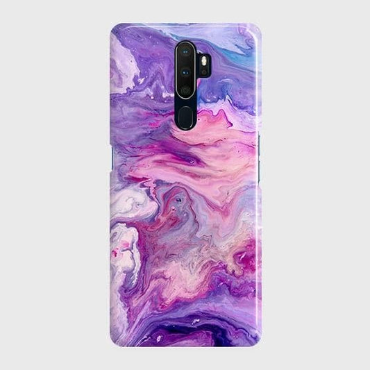 Oppo A9 2020 Cover - Chic Blue Liquid Marble Printed Hard Case with Life Time Colors Guarantee