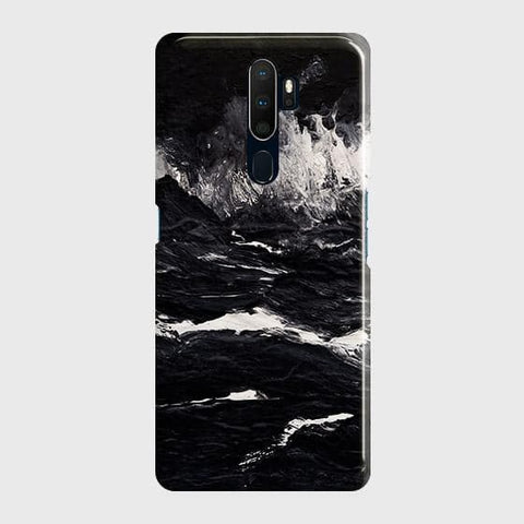 Oppo A9 2020 Cover - Black Ocean Marble Trendy Printed Hard Case with Life Time Colors Guarantee