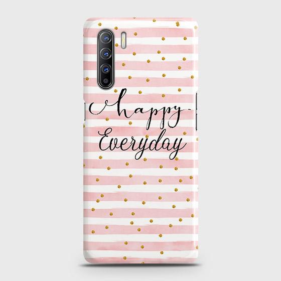 Oppo F15 Cover - Trendy Happy Everyday Printed Hard Case with Life Time Colors Guarantee