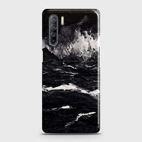Oppo F15 Cover - Black Ocean Marble Trendy Printed Hard Case with Life Time Colors Guarantee