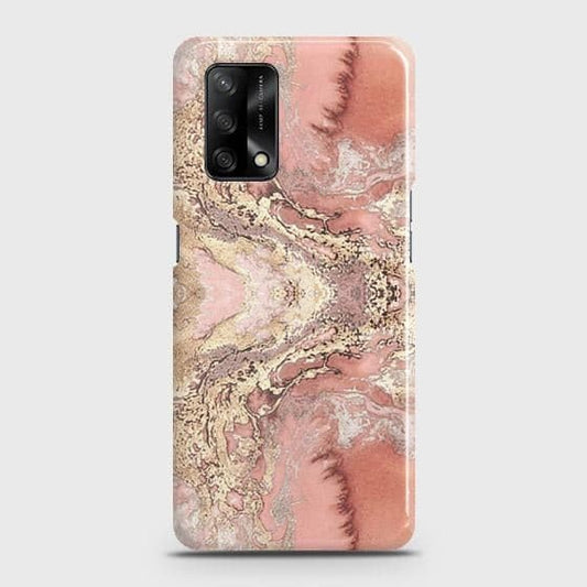 Oppo F19 Cover - Trendy Chic Rose Gold Marble Printed Hard Case with Life Time Colors Guarantee