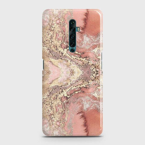 Oppo Reno 2F Cover - Trendy Chic Rose Gold Marble Printed Hard Case with Life Time Colors Guarantee